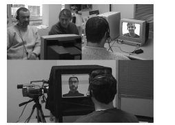 Experiment subjects conversing with an on-screen avatar