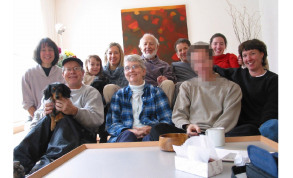Composite family photograph created from an image stack